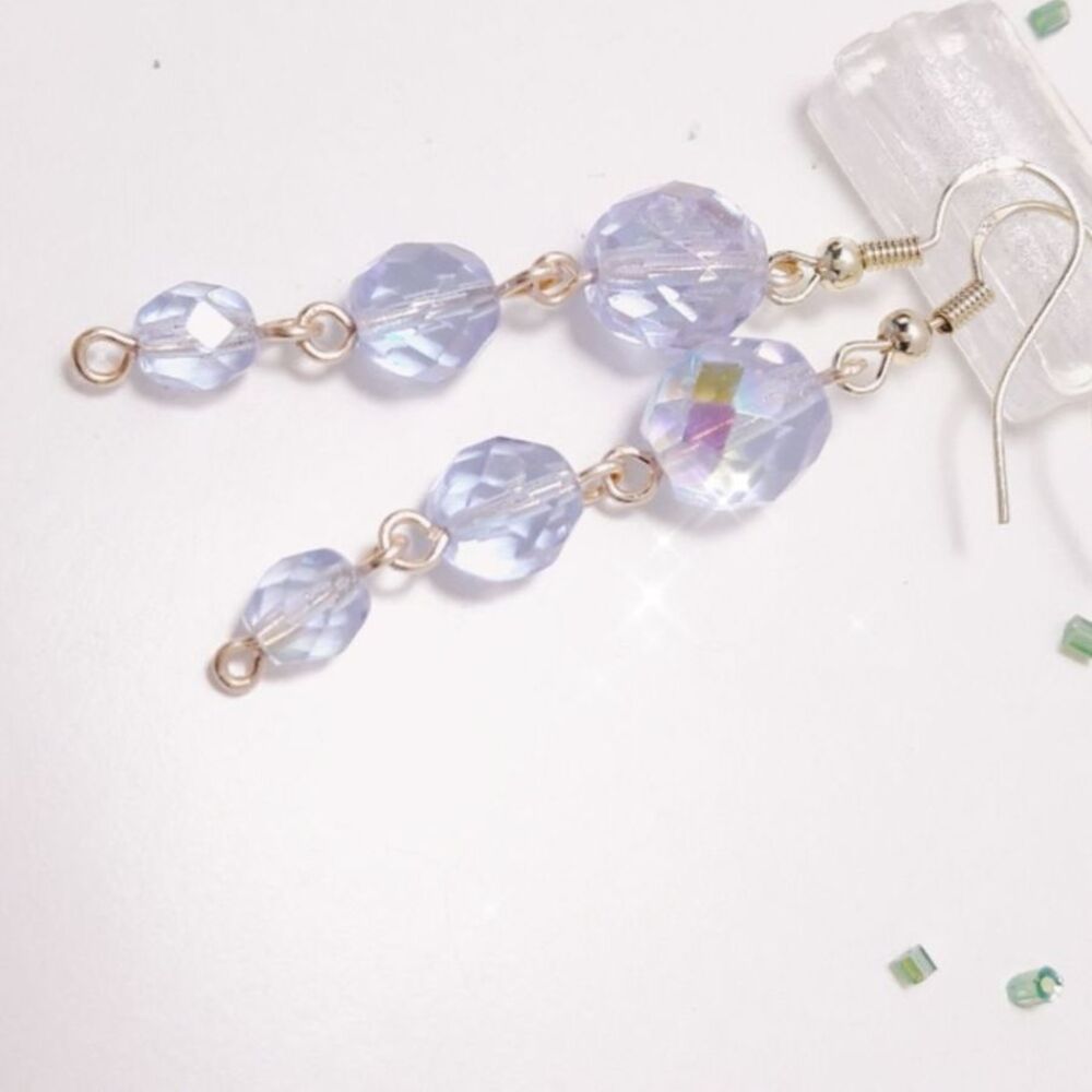 Artisan Earrings 031p# Lavender earrings Czech glass earrings crystal dangle ear